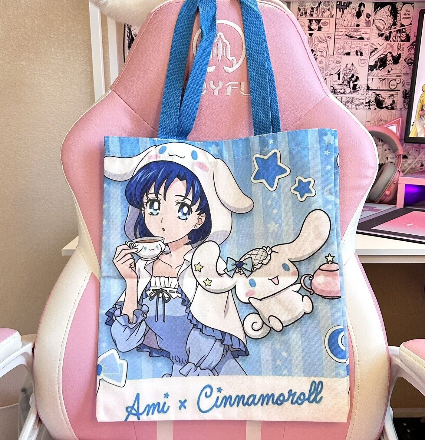 Sailor Moon x Sanrio Tote Bag Sailor Mercury Ami x Cinnamoroll Tote Kawaii Bag
