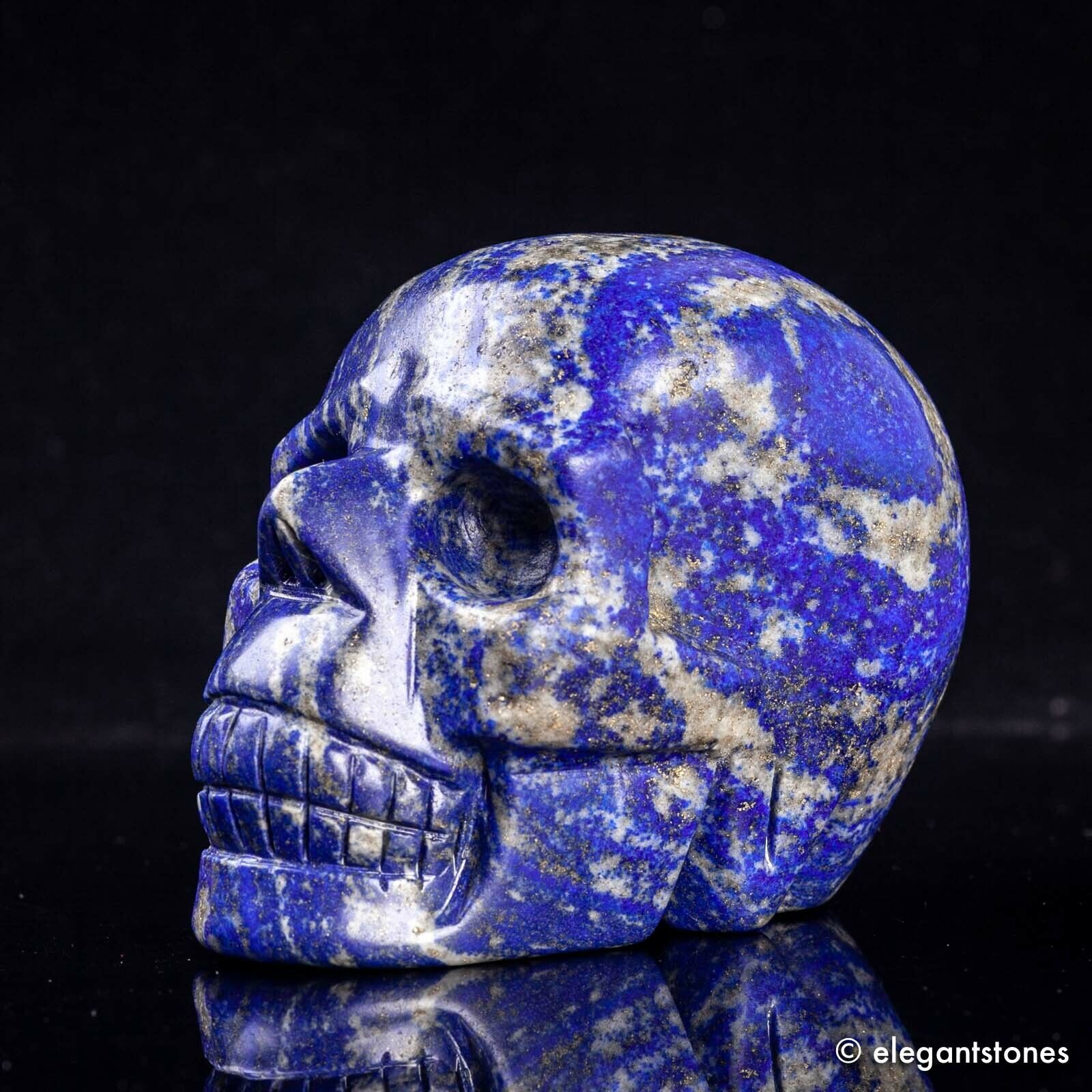 986g Natural Blue Lapis Lazuli Stone Crystal Skull Carved Healing Chakra Decor