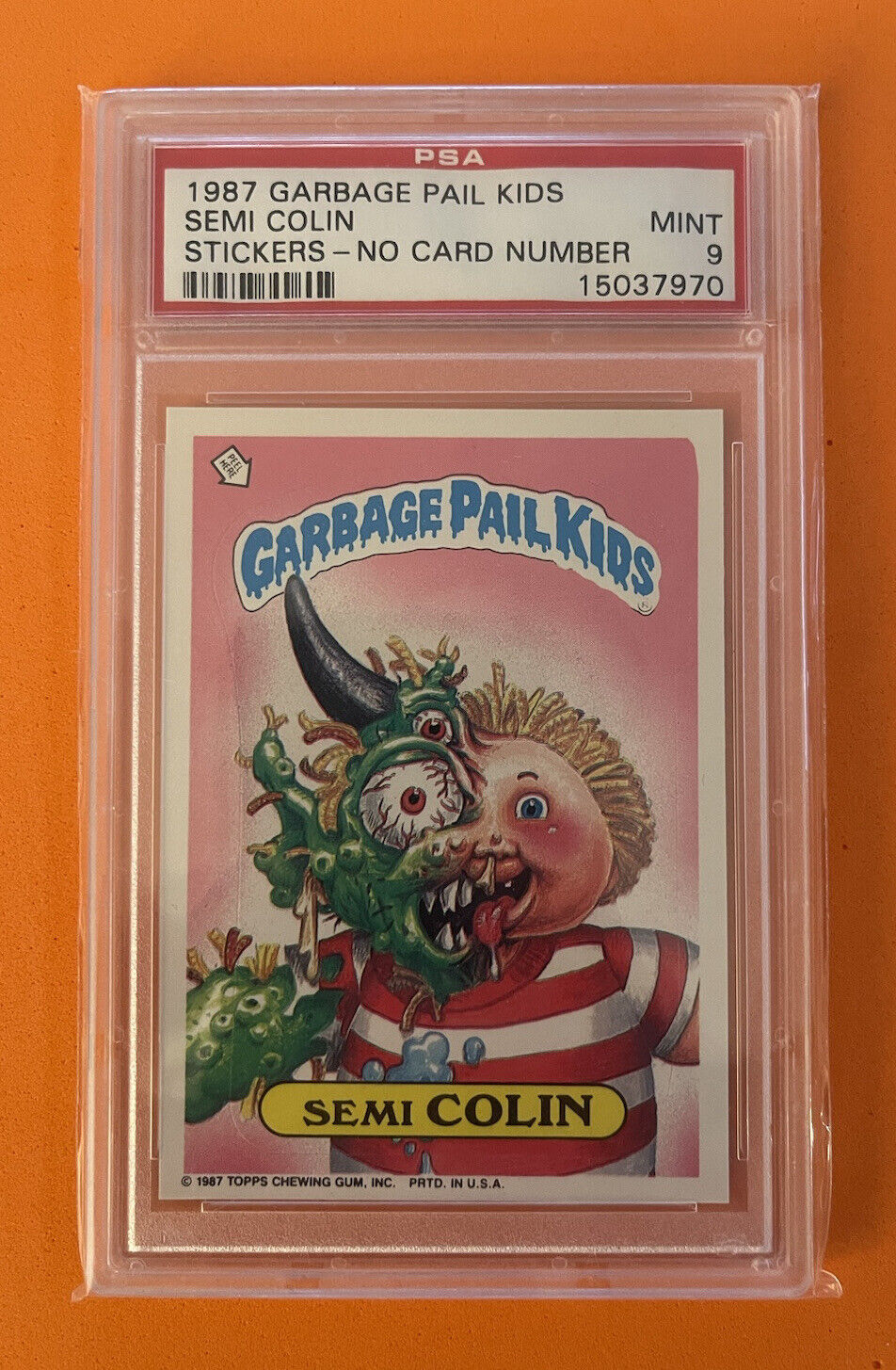 1987 Topps Garbage Pail Kids SEMI COLIN NO CARD NUMBER ERROR PSA 9 MINT Centered