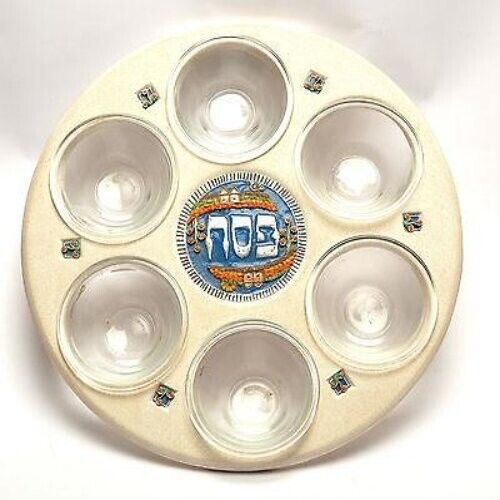 Passover Seven Species Kiddush Plate Hands Made Painting Design