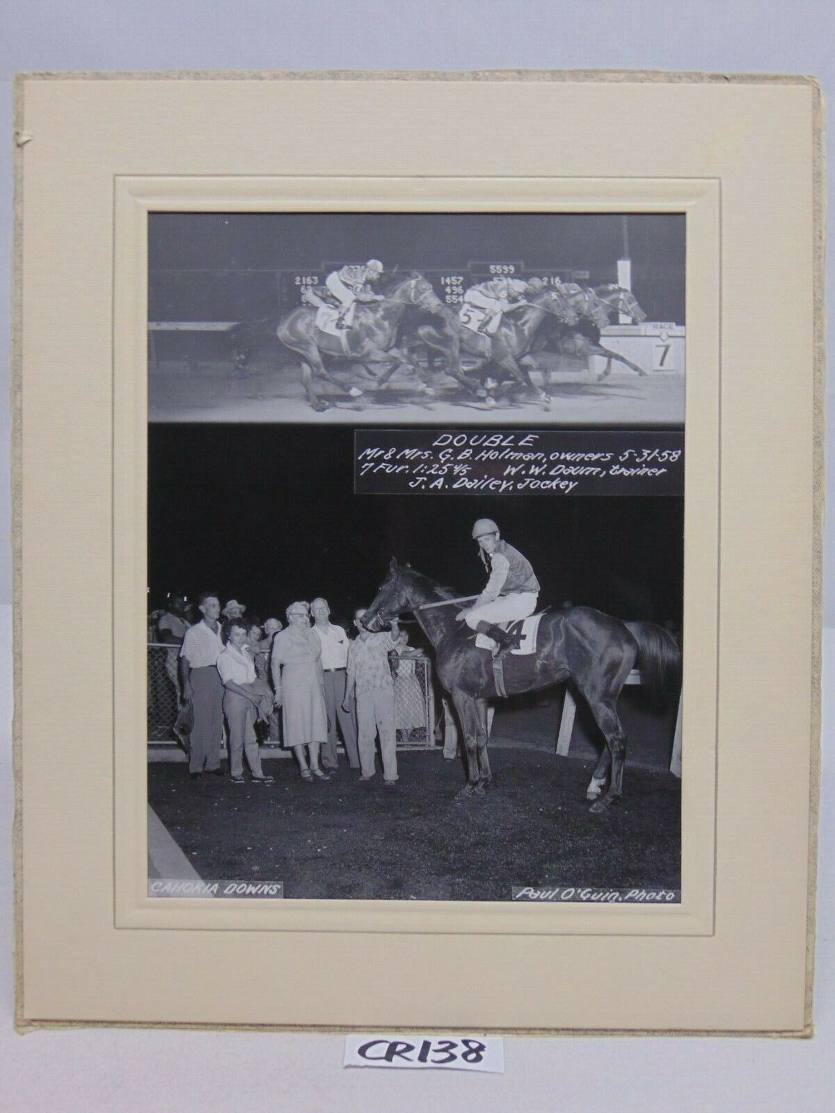 5-31-1958 PRESS PHOTO JOCKEYS ON HORSES RACE AT CAHOKIA DOWNS-DOUBLE-J.A DAILEY 