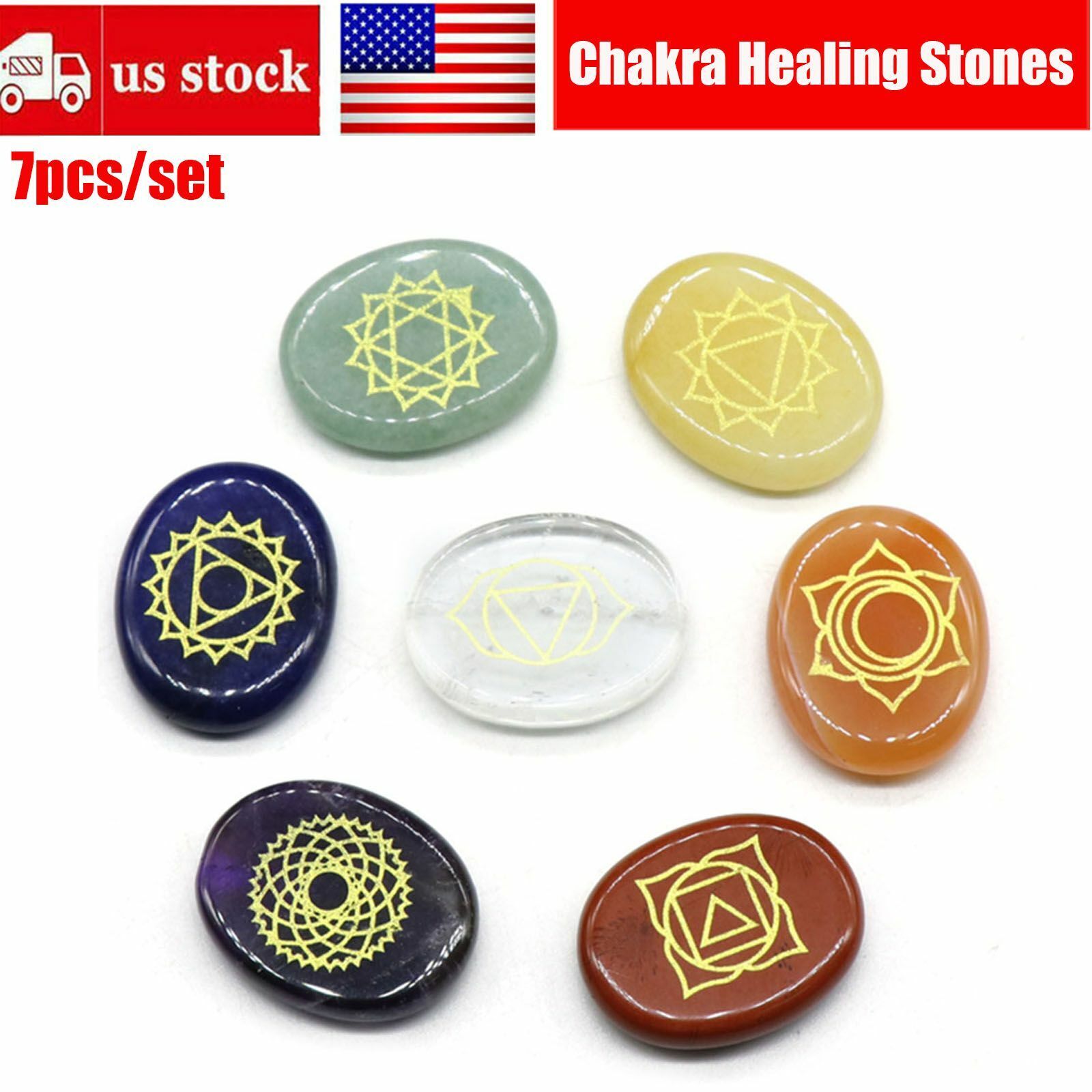 7pcs/Set Chakra Stones Palm Natural Stone Reiki Healing Crystals Gemstones Decor