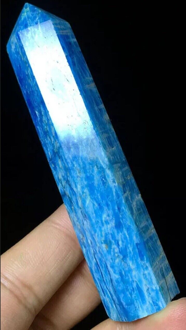 80g Natural Blue Apatite Quartz Crystal Mineral Healing point obelisk Tower