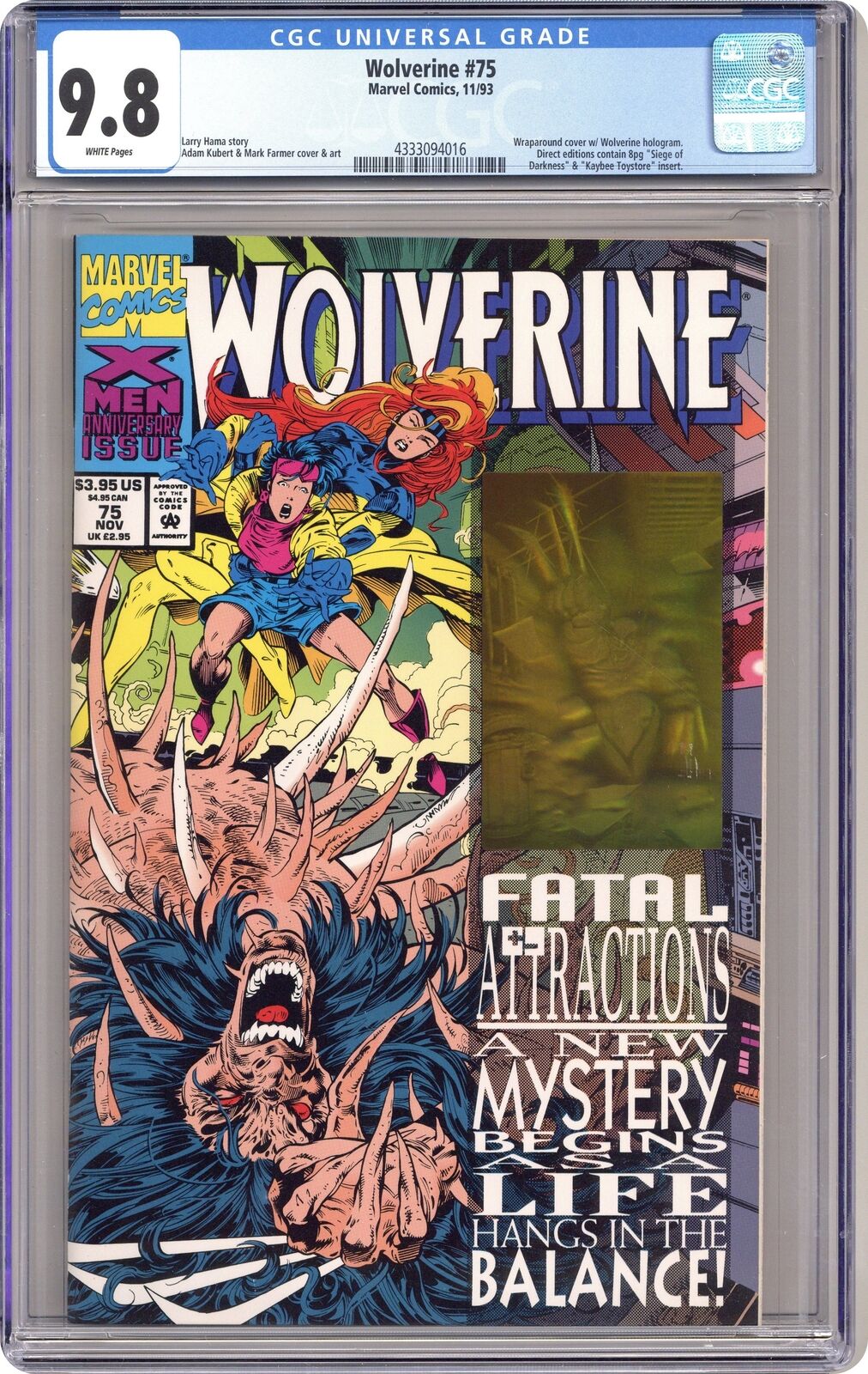 Wolverine #75D CGC 9.8 1993 4333094016 1st bone claws