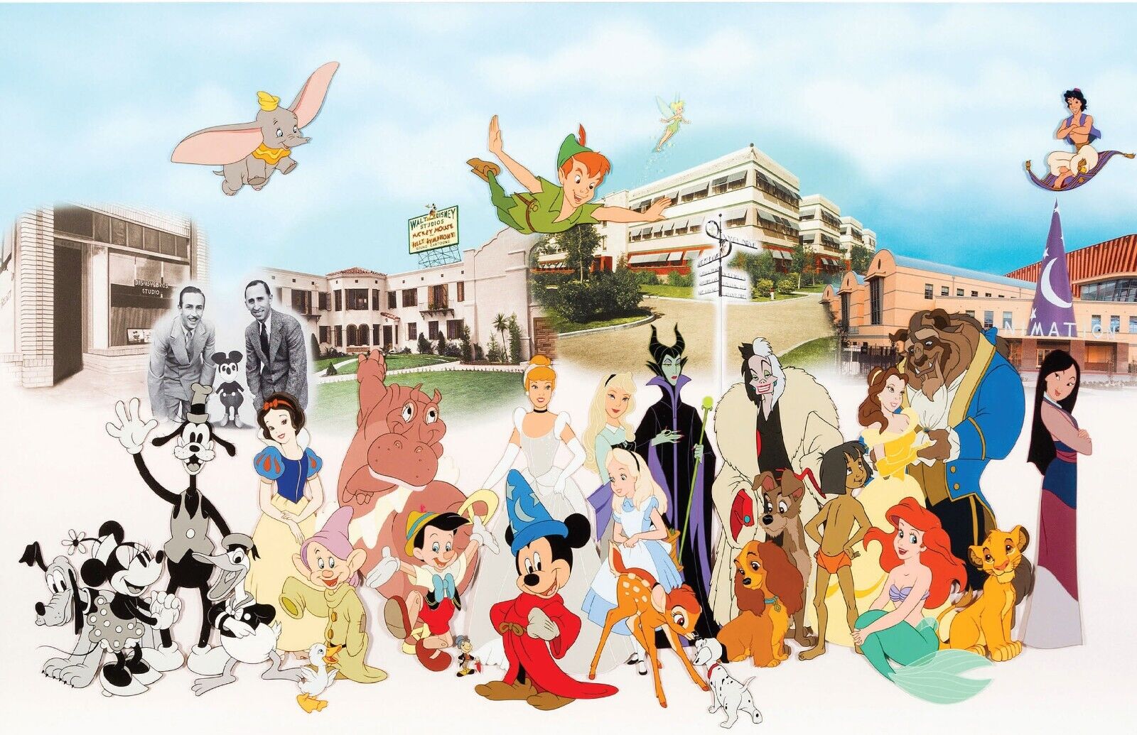 Walt Disney WED Malificent Mickey Mouse Sorceror Mulan Goofy Pluto Minnie Print