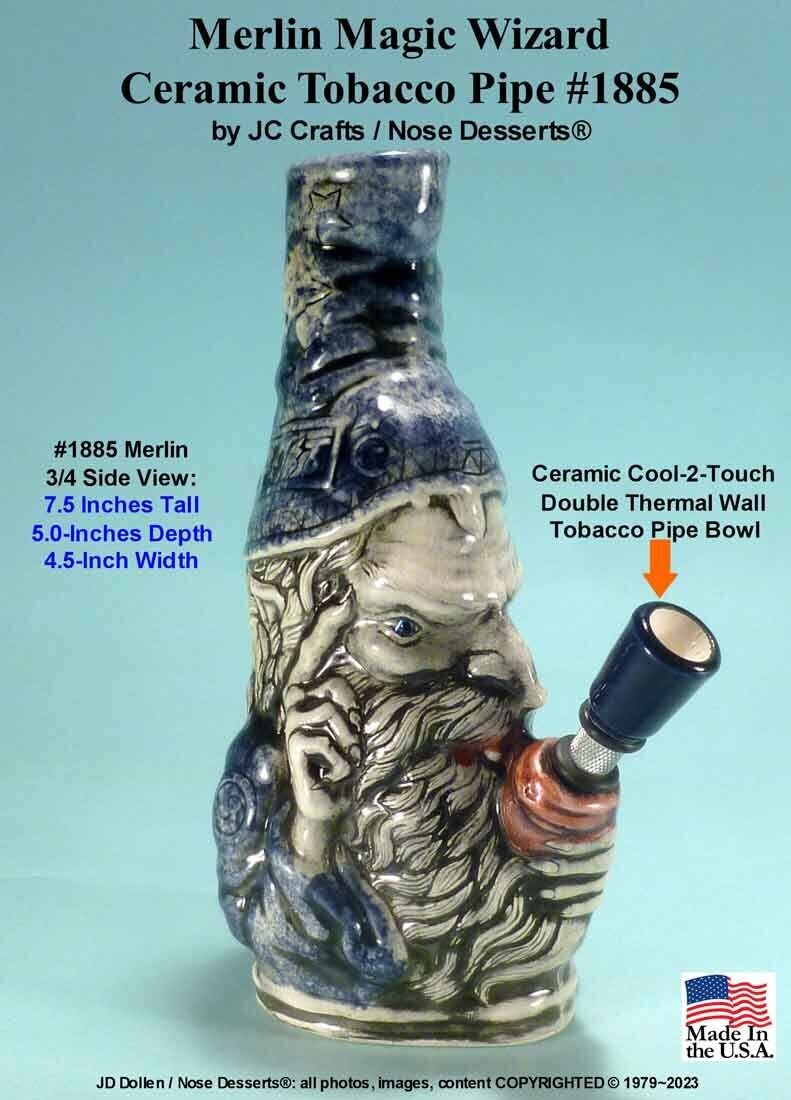 Magic Merlin Wizard Ceramic Glass Tobacco Bong Water Pipe Rumph 1885 Made in USA