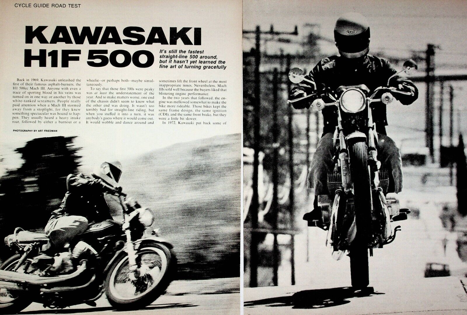 1975 Kawasaki H1F 500 - 8-Page Vintage Motorcycle Road Test Article