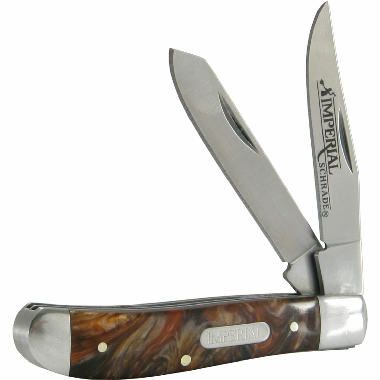 Schrade Imperial Trapper Folding Pocket Knife Red Swirl Handles NEW IMP16T