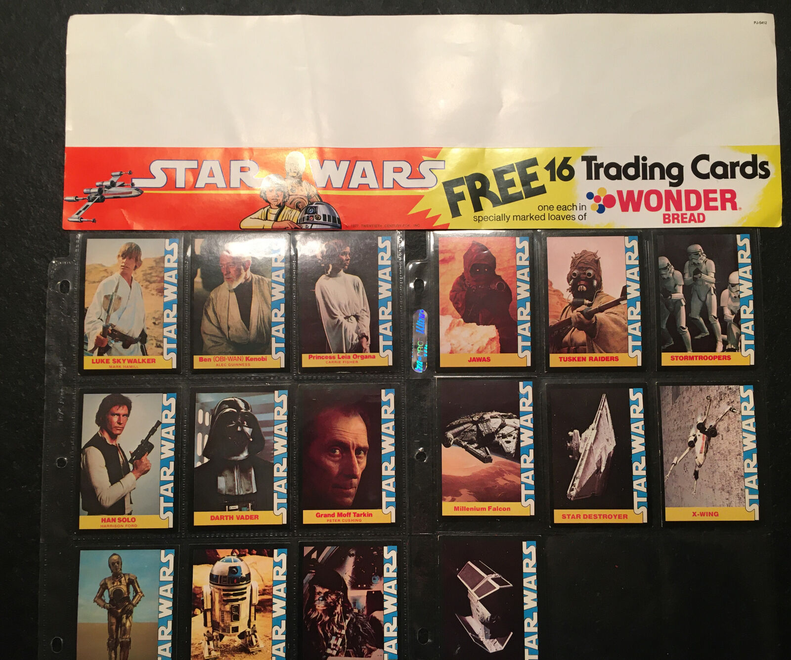 1977 Star Wars Vintage Wonder Bread Complete 1-16 & Rare Package Insert Nice Set