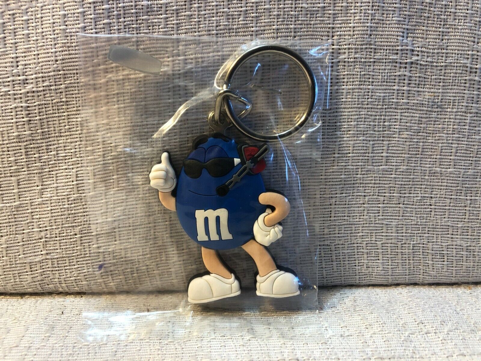 Blue M&M Candy Keychain Plastic Brand New Racing Headset