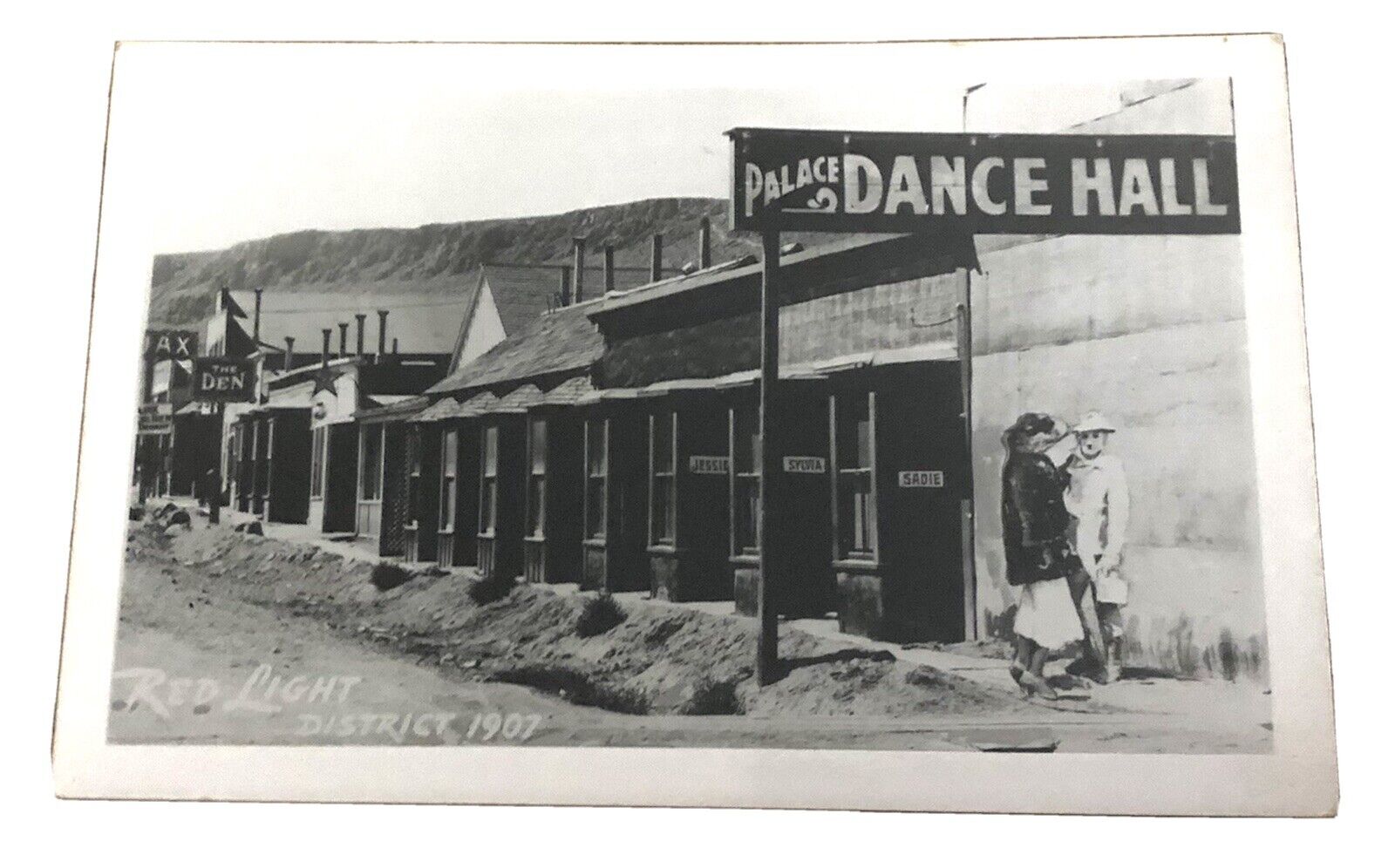 VTG RPPC: RED LIGHT DISTRICT; Great Image Of Hookup Outside Of PALACE DANCE HALL