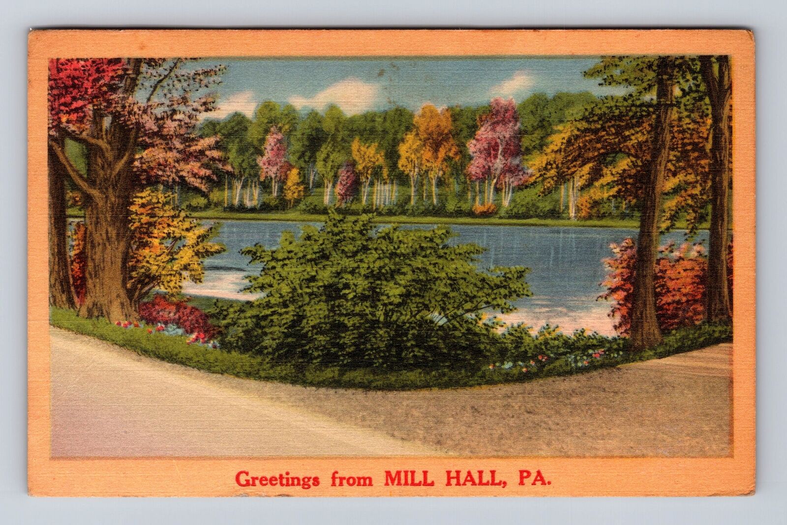 Mill Hall PA-Pennsylvania, General Greetings Lake Area, Vintage c1957 Postcard