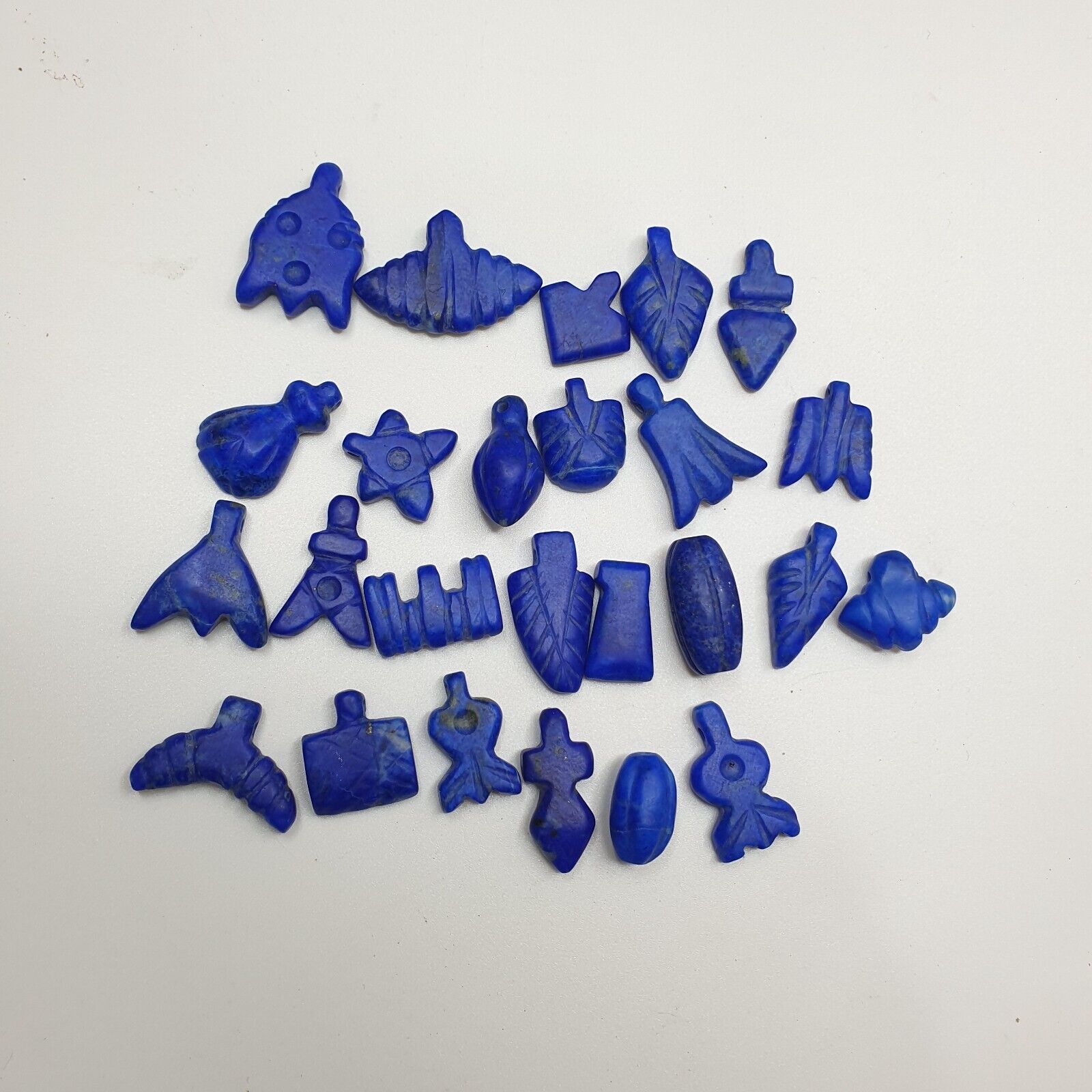 25 Pcs Unique Lapis Lazuli Amulets in Various Shapes  High-Quality  Collection