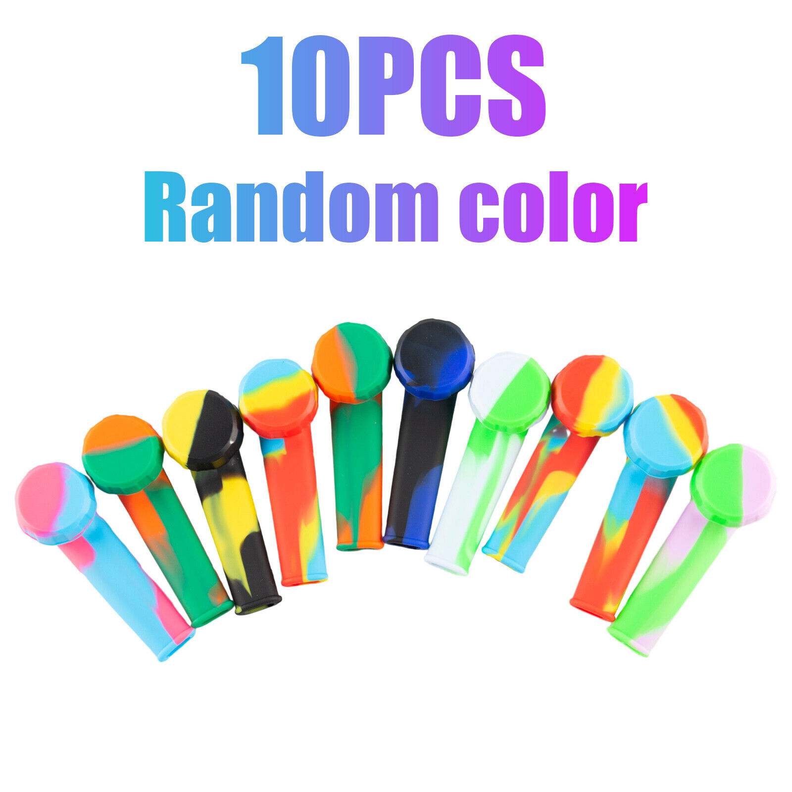 10pc 3.4'' Mini Silicone Smoking Hand Pipe with Metal Bowl &Cap Lid Pocket Pipe；