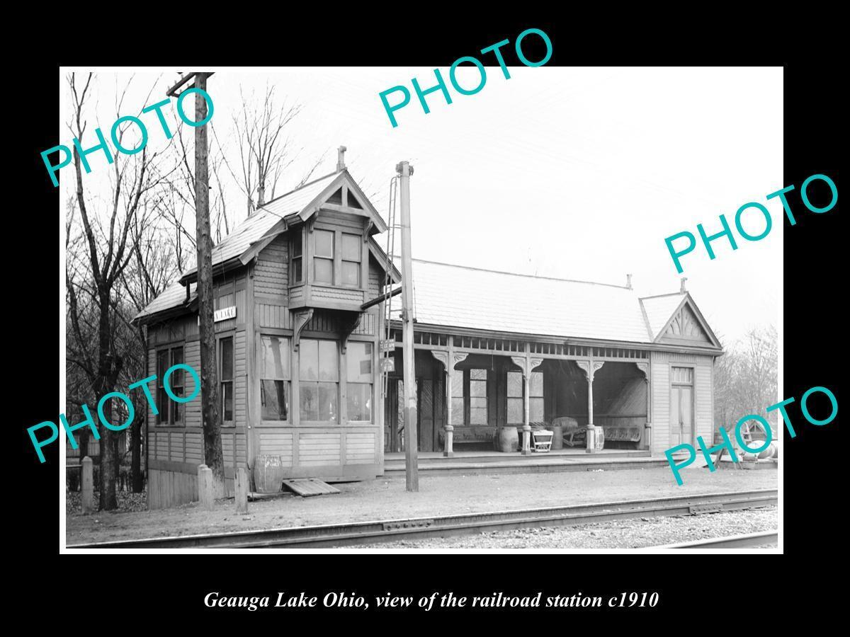 OLD 6 X 4 HISTORIC PHOTO OF GEAUGA LAKE OHIO ERIE RAILROAD STATION c1910 1
