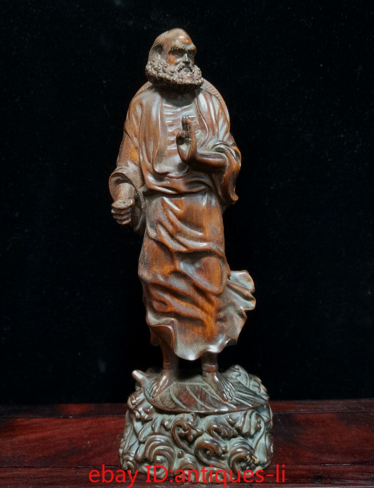 Chinese Antique Boxwood Hand-carved Statue of Dharma Ancestor
