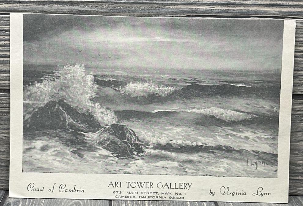 Vtg Coast of Cambria Art Tower Gallery California Virginia Lynn Advertisement