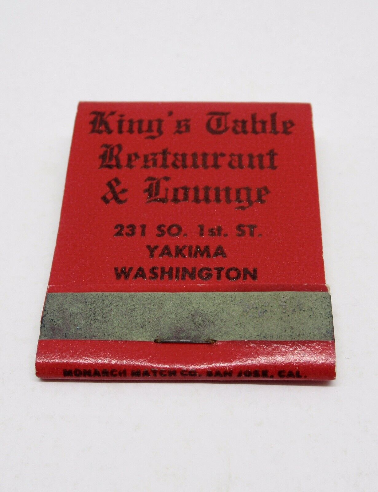 King\'s Table Restaurant & Lounge Yakima Washington FULL Matchbook 