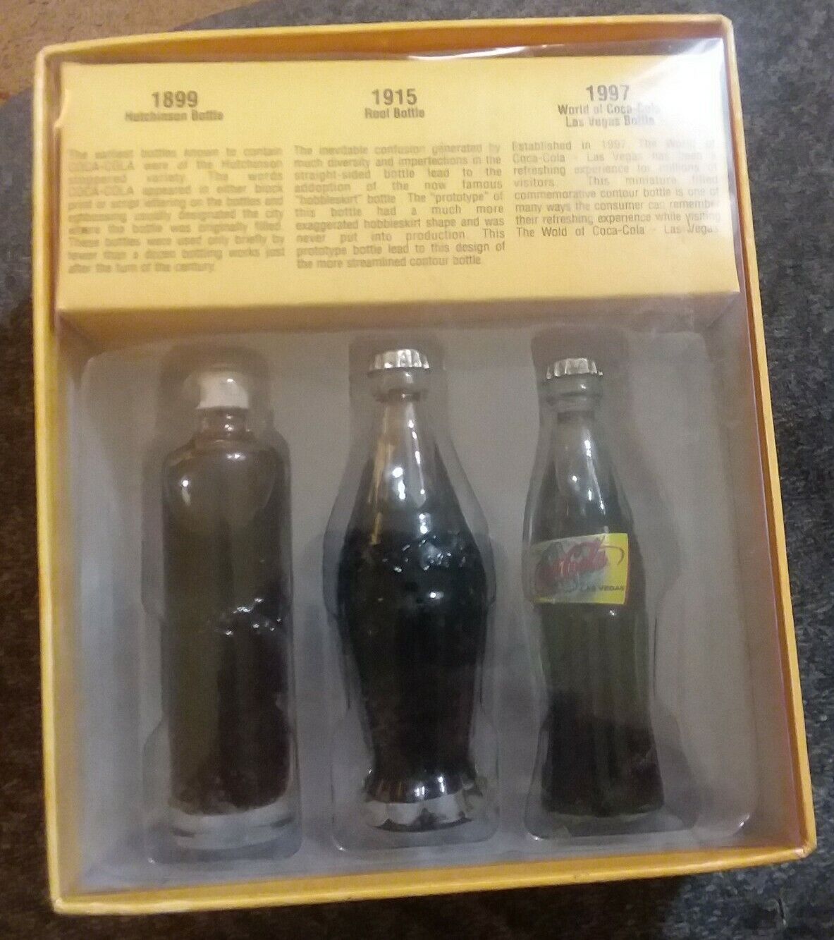 Coca Cola Miniature Contour Bottle Set Evolution Of The Coke Bottle original box