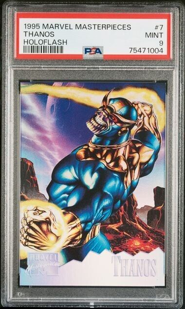 1995 Marvel Masterpieces Holoflash (#7/8) - THANOS - PSA 9