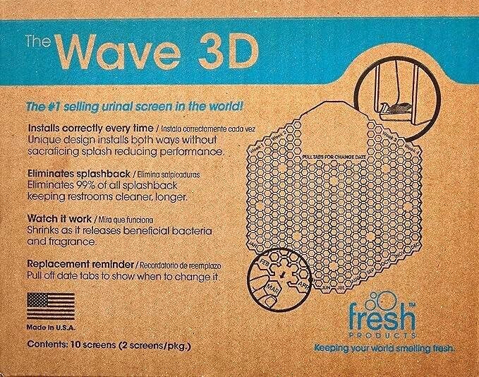 The Wave 3D Urinal Deodorizer Screen 10 pack -  