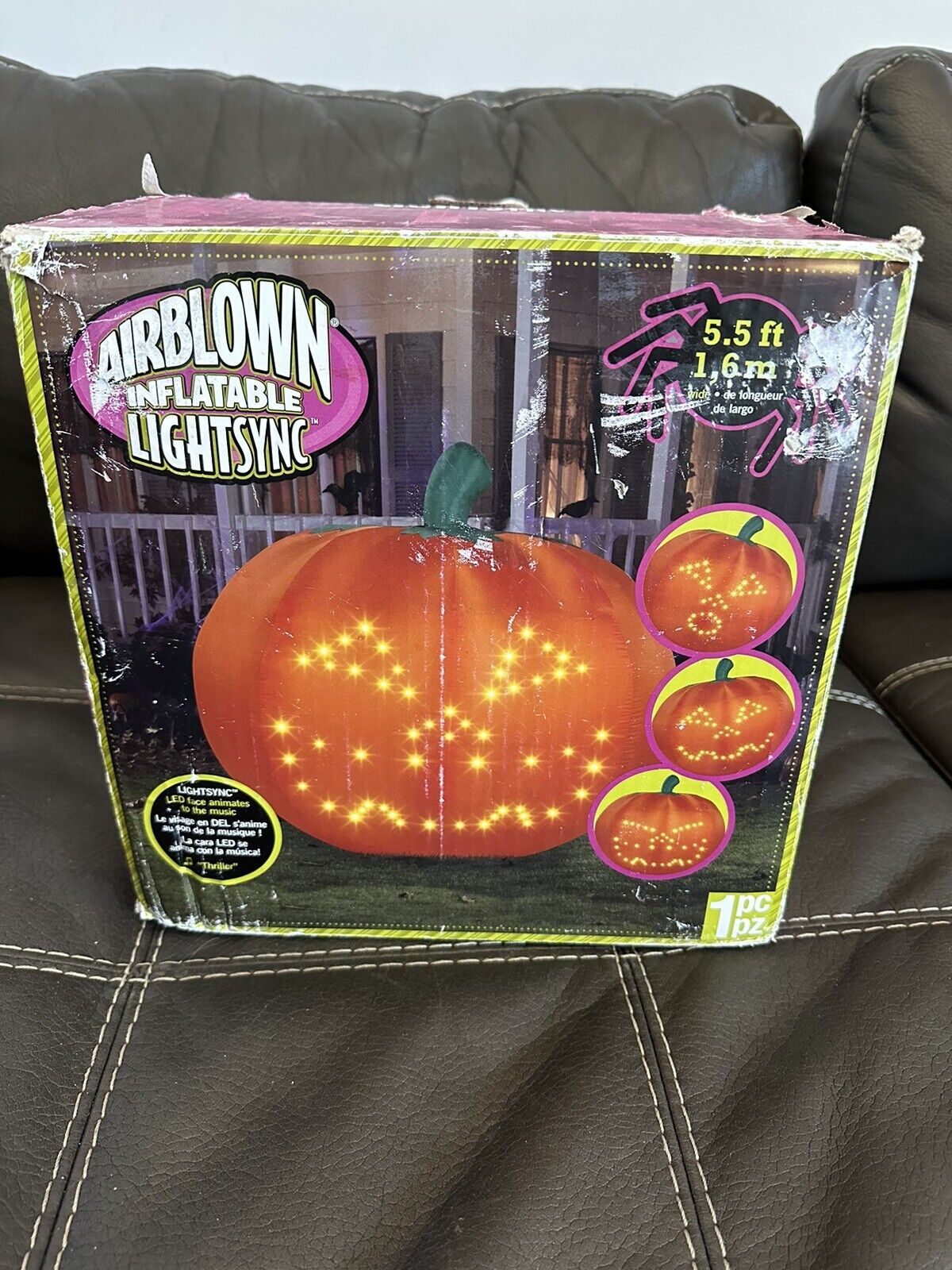 BOX ONLY 2013 Gemmy Lightsync Airblown Inflatable Halloween  Thriller Pumpkin