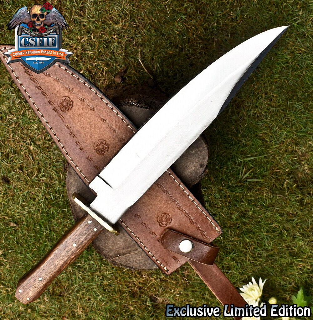 CSFIF Custom Bowie Knife AUS-8 Steel Walnut Wood Brass Guard Fishing Rare