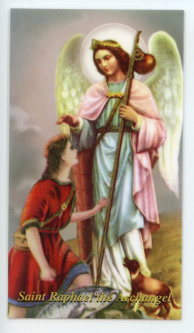 ST. RAPHAEL - Laminated  Holy Cards.  QUANTITY 25 CARDS