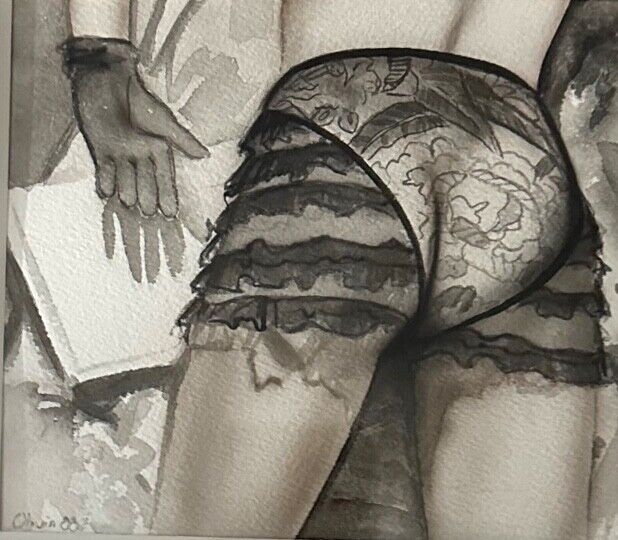 Olivia de Berardinis original framed Panties Vintage drawing 16\