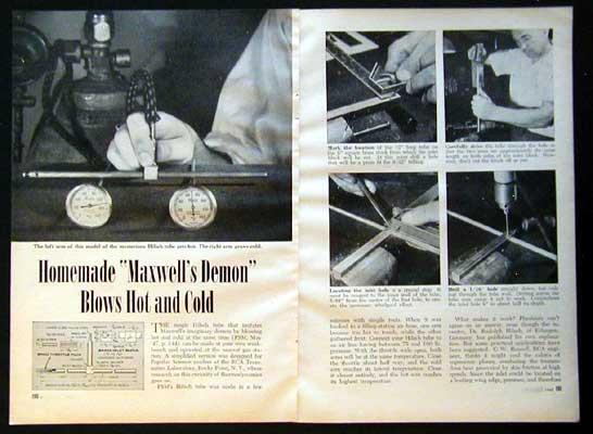 Thermodynamics Hilsch Tube Maxwell\'s Demon 1947 How-To build PLANS