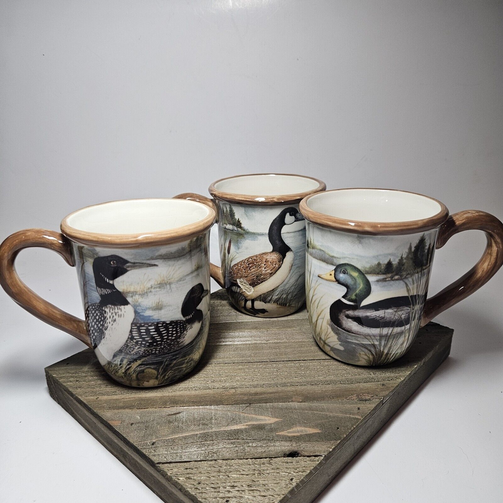 3 Set Of Water Fowl Coffee Mug Cup Certified International Susan Winget