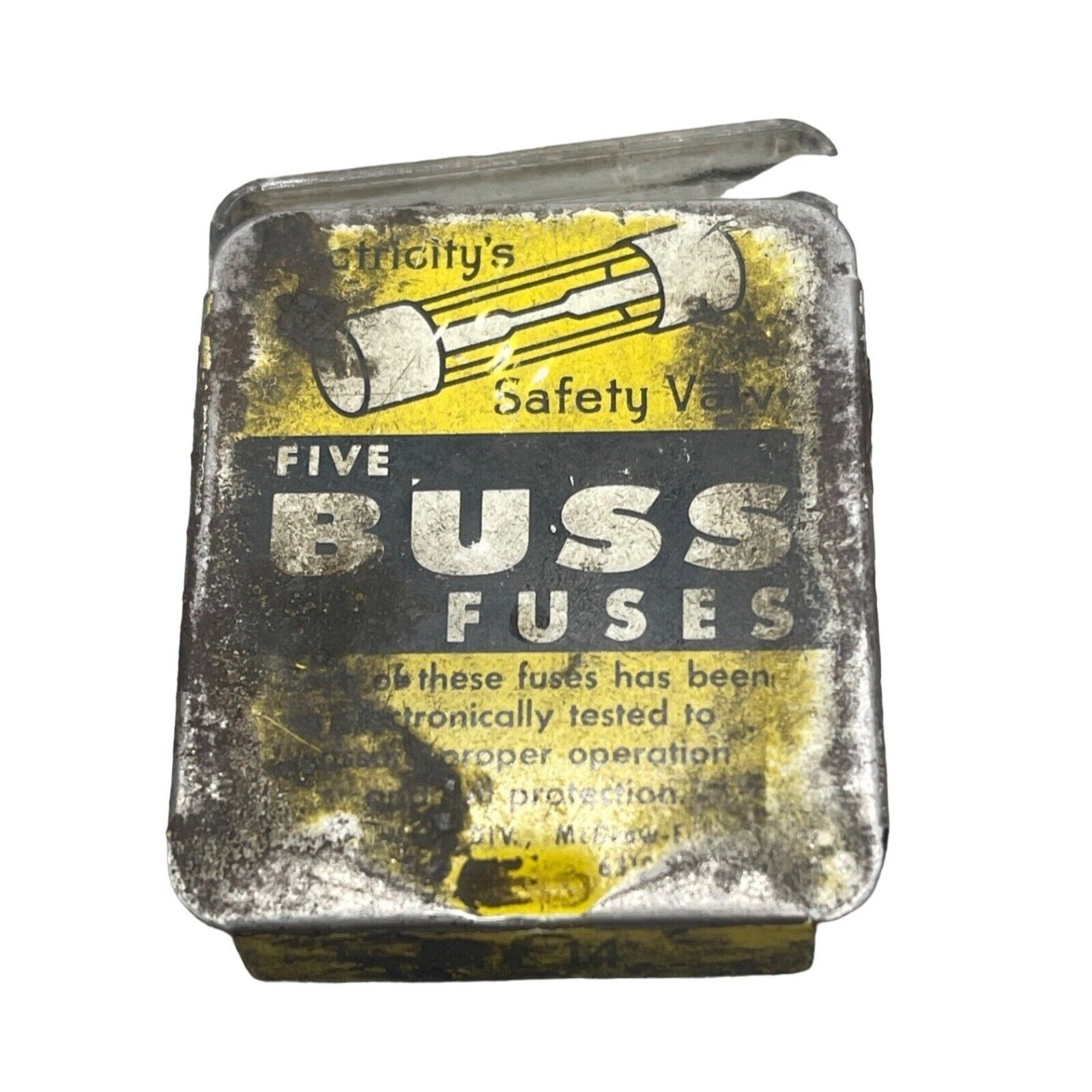 vintage buss fuses fse 14 set of 6 fuses yellow metal box READ