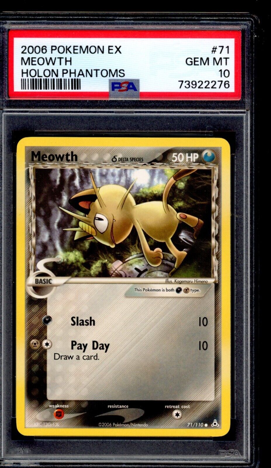 PSA 10 Meowth 2006 Pokemon Card 71/110 Dark Phantoms