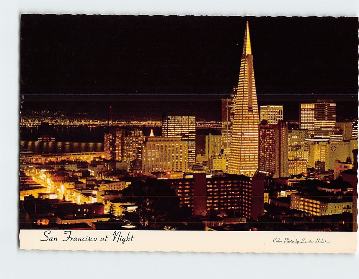 Postcard San Francisco at Night, San Francisco, California