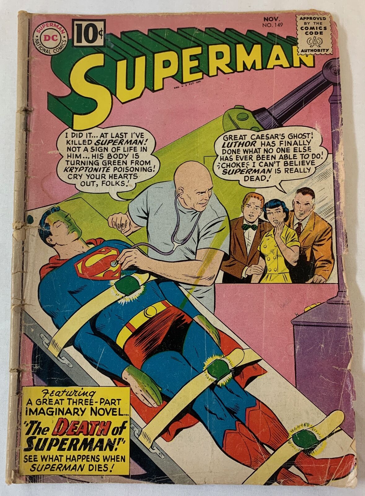 1961 DC Comics SUPERMAN #149 ~ low grade, centerfold detached and tattered