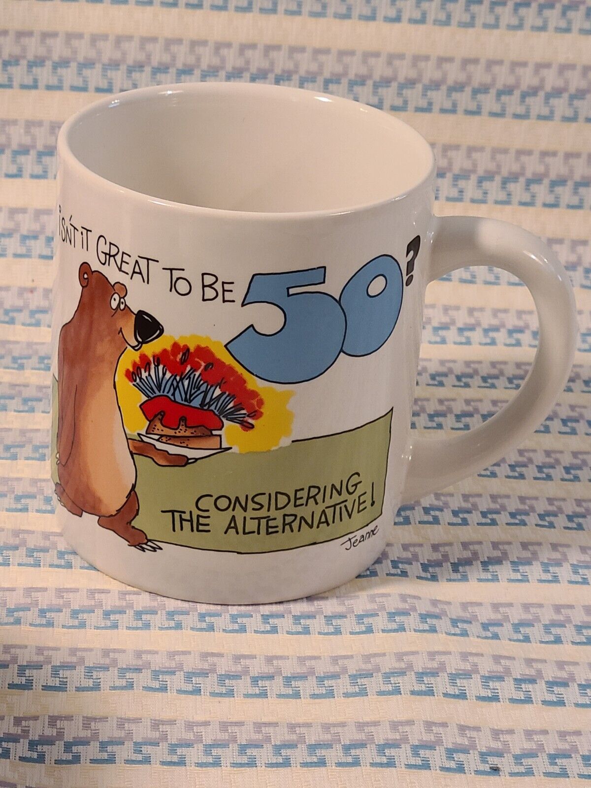 Vintage Funny Birthday Message Mug Great to be 50 Considering the Alternative