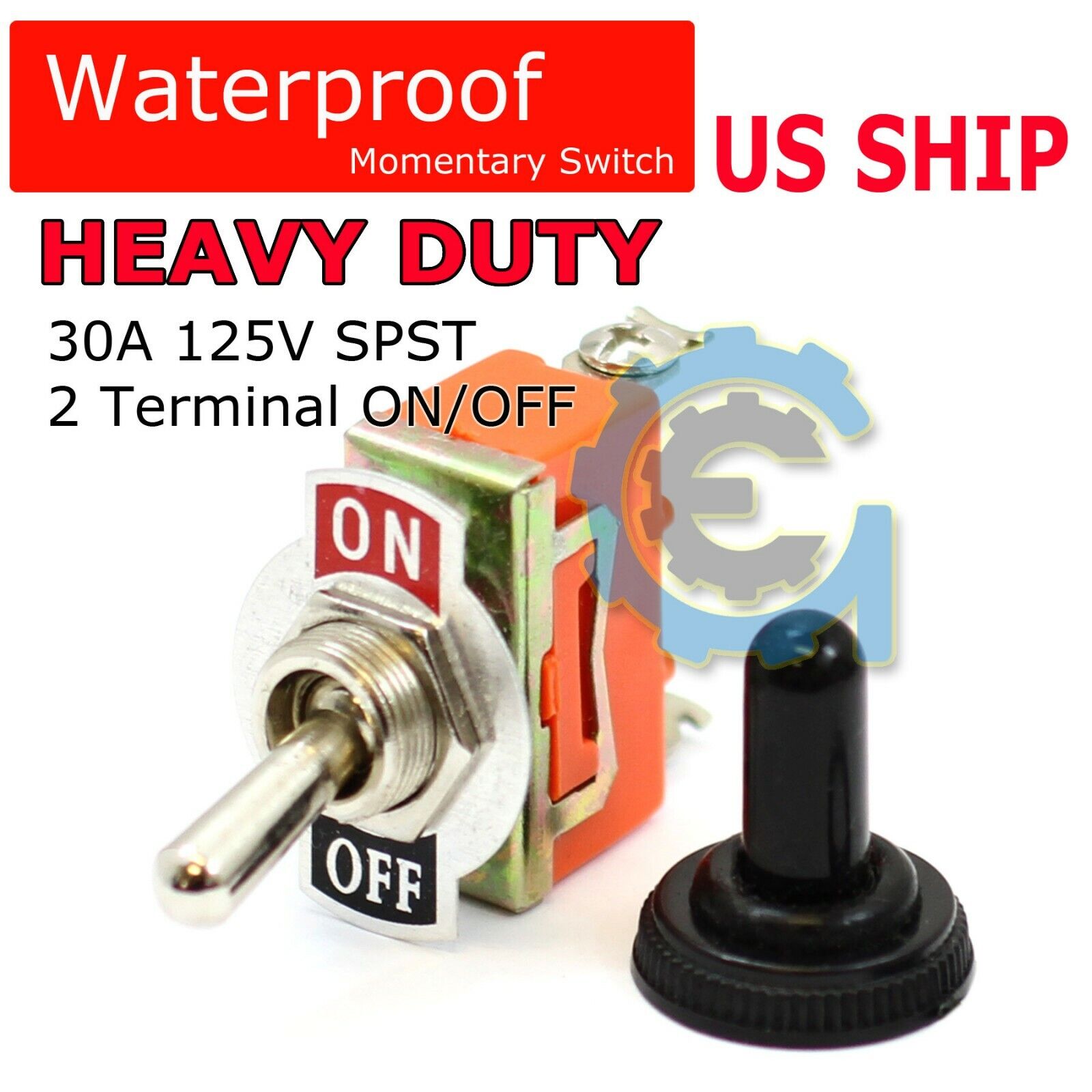 Toggle Switch Heavy Duty 20A 125V SPST 2 Terminal ON/OFF Car Waterproof Boot ATV