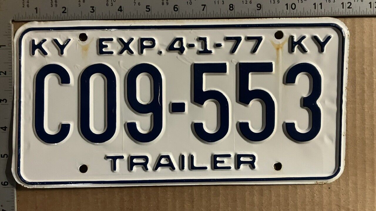 1977 Kentucky trailer license plate C09-553 YOM DMV motor home 13468