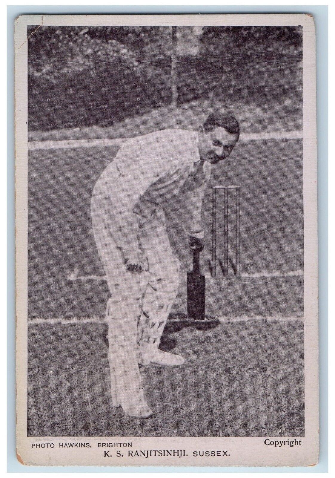 India Cricket Postcard K S Ranjitsinhji Sussex c1910's Unposted Antique