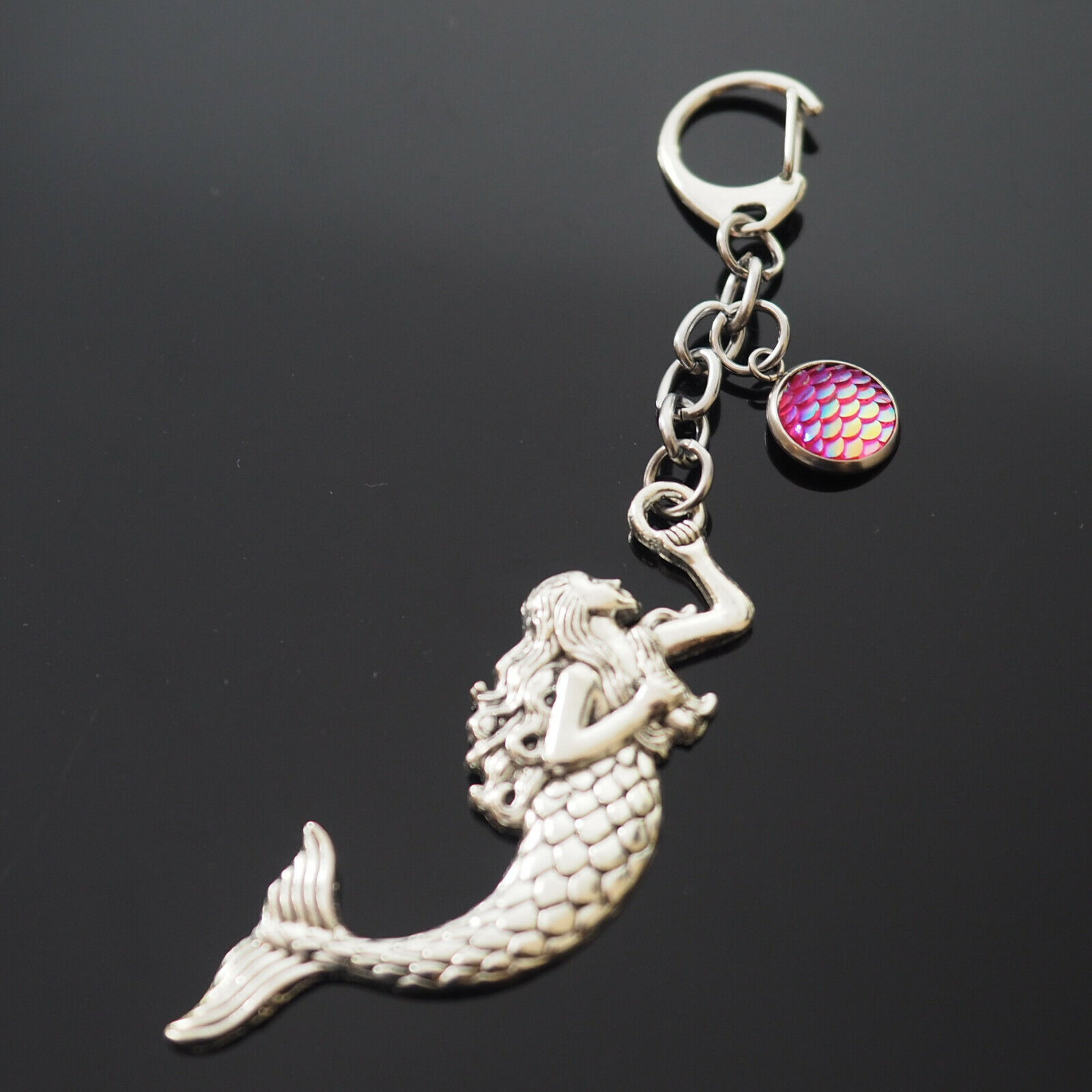 Mermaid Key Chain Clip Charm Pendant Keychain Sea Siren Nymph Shimmer Fish Scale