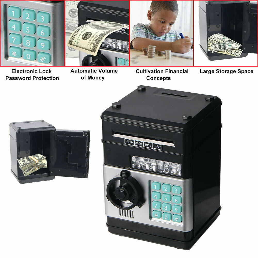 Electronic Piggy Bank ATM Password Money Box Cash Coins Saving Auto Deposit Gift