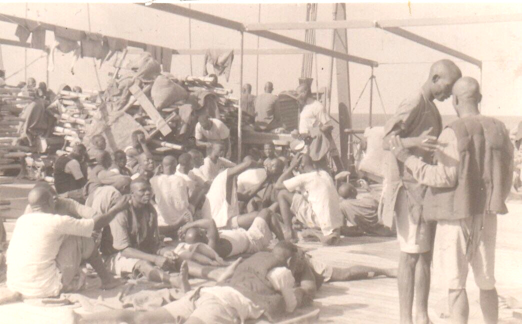 Photo WW2 1941 Takoradi Ghana Native West Africa Troops Gold Coast Batory Ship