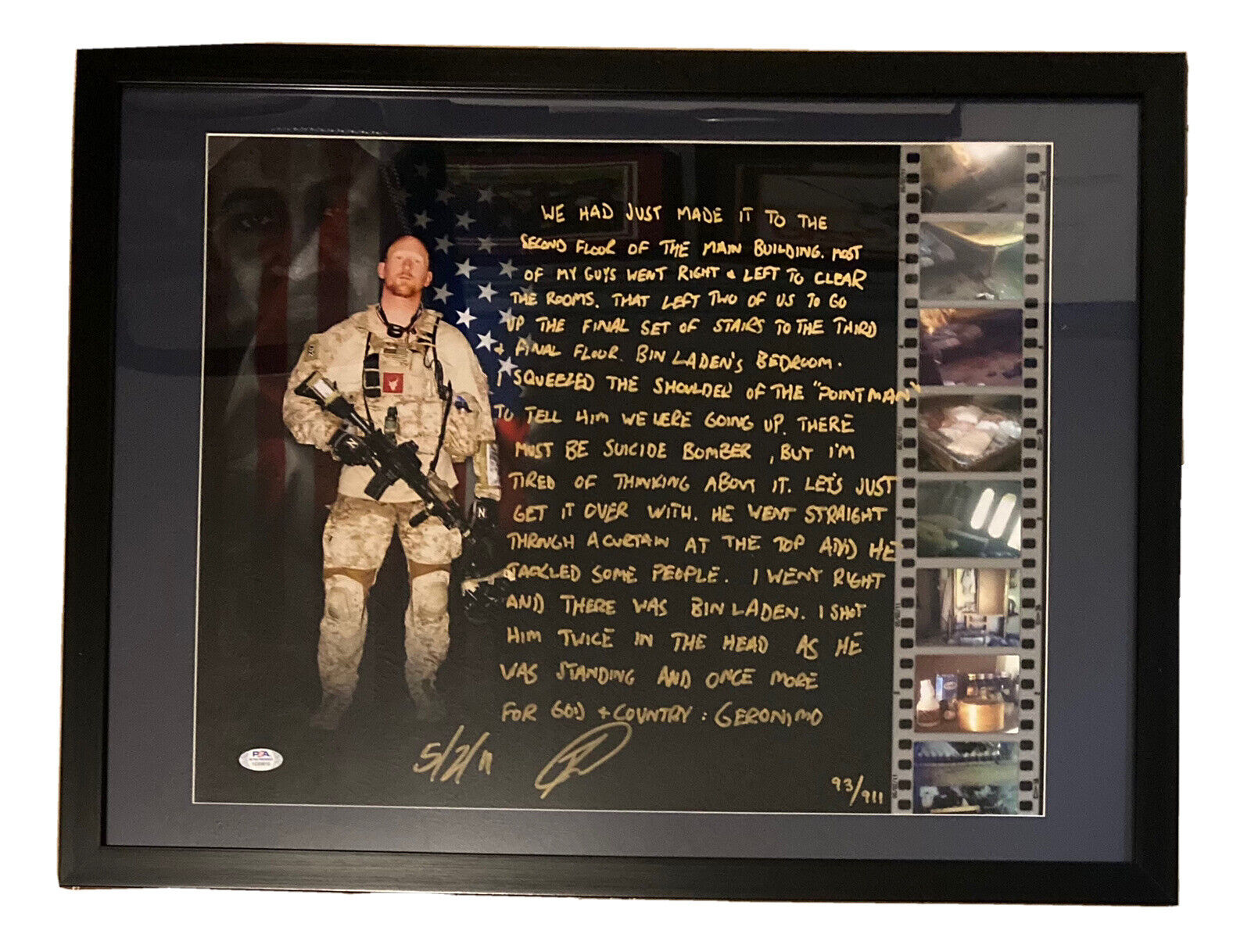 Robert O’Neill Signed Framed 16x20 Bin Laden Raid Story Photo LE 93/911 PSA/DNA