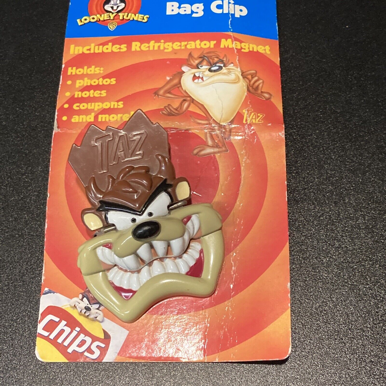 Taz Tasmanian Devil Looney Tunes Warner Bros Food Bag Chip Clip Magnet 1997