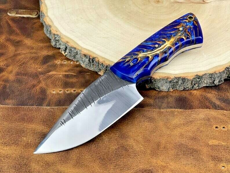 High Carbon Steel Hunting Knife Handmade Pine Cone Epoxy Handle Personalized