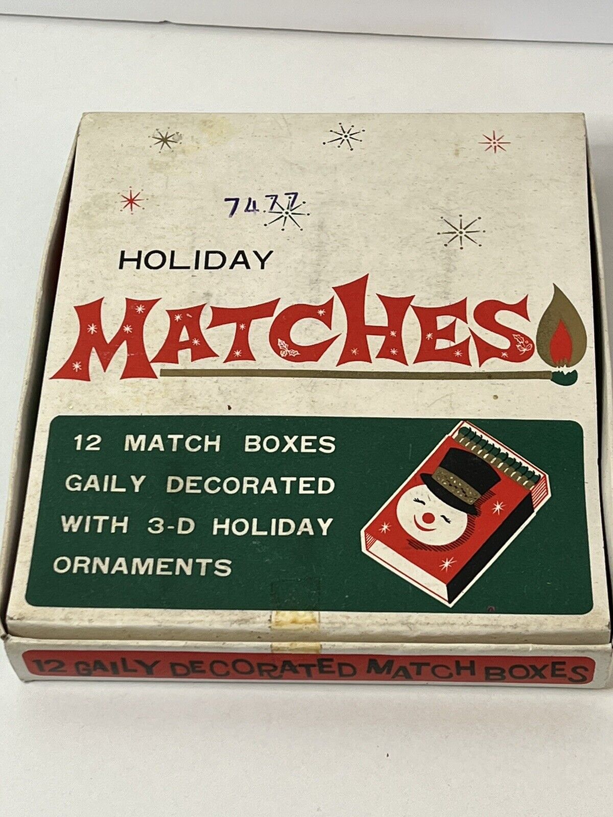 Vintage 1967 Capri Creations Holiday Matches 12 Boxes Decorated With 3D Ornament