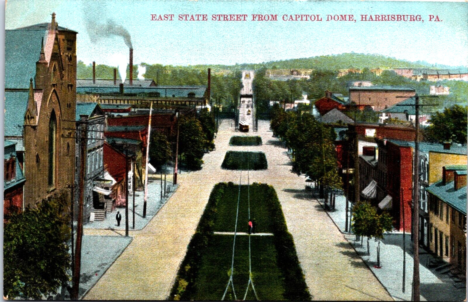 USA East State Street From Capitol Dome Harrisburg Pennsylvania Postcard C007