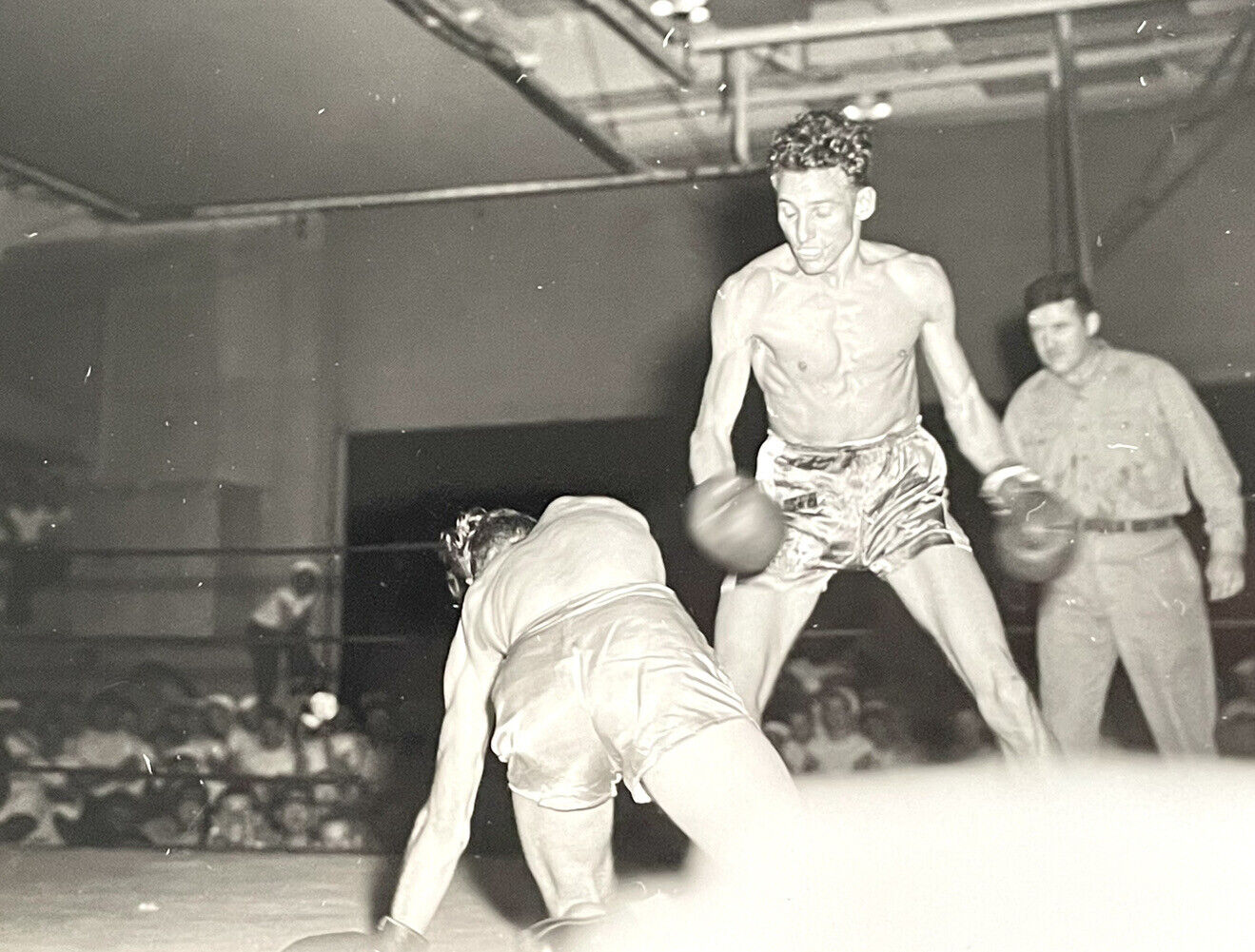 VTG 1950s Photo Sexy SHIRTLESS RIPPED MUSCLE MEN In Boxing Ring  Smooth Gay int
