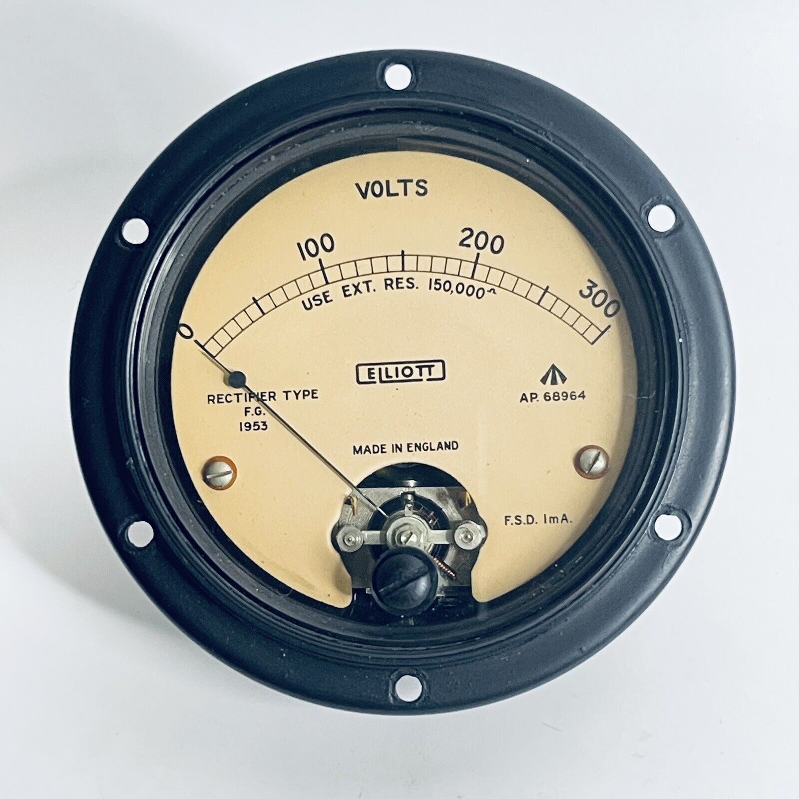 Vintage Elliot Voltmeter F.G. 1953 0-300V Gauge Vintage British Volt Meter Rare