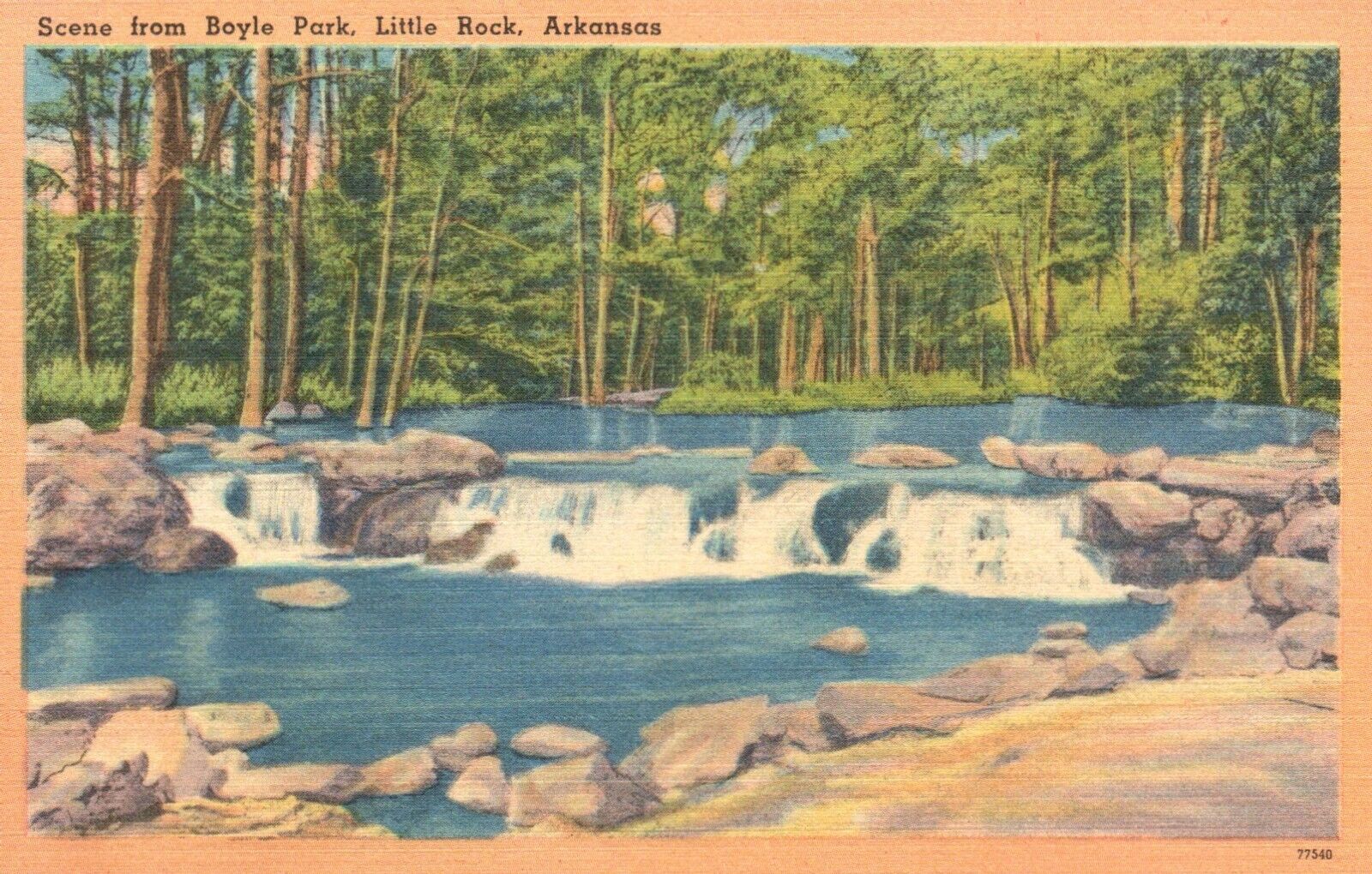 Postcard AR Little Rock Arkansas Scene from Boyle Park Linen Vintage PC G3667